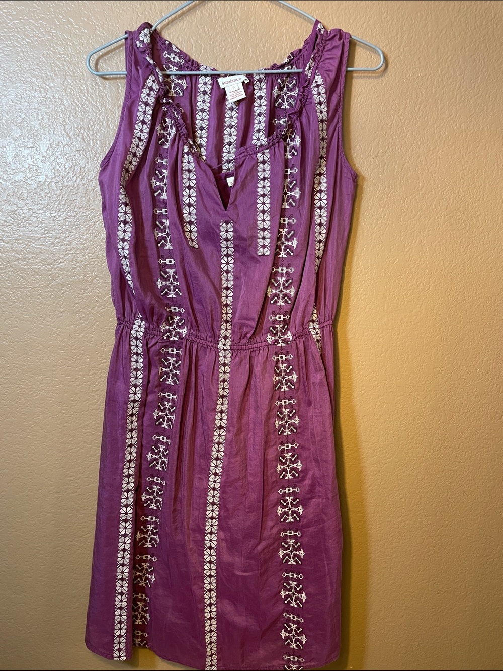 Sundance Purple Sleeveless Embroidered Mini Dress